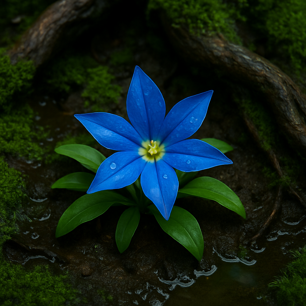Blauer Stern in voller Blüte